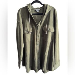Natural Reflections Olive Hooded Knit Shacket XXL